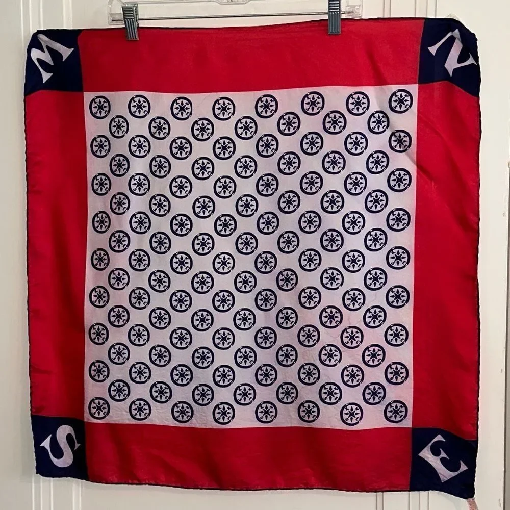 Vtg Glentex red, white & blue North South East & West Directions scarf‎